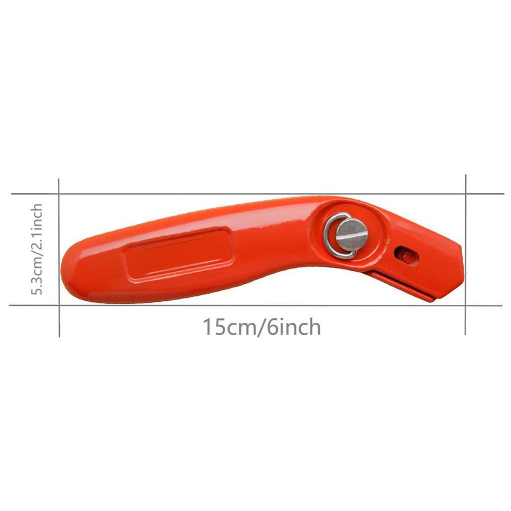 Orange Heavy-Duty Metal Utility Knife - Fixed Blade for Cutting Carpet, Leather, and Paper with 5 Blades.
