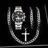 Steel Belt Quartz Watch, Luminous Calendar Business Casual Simple Men's Watch