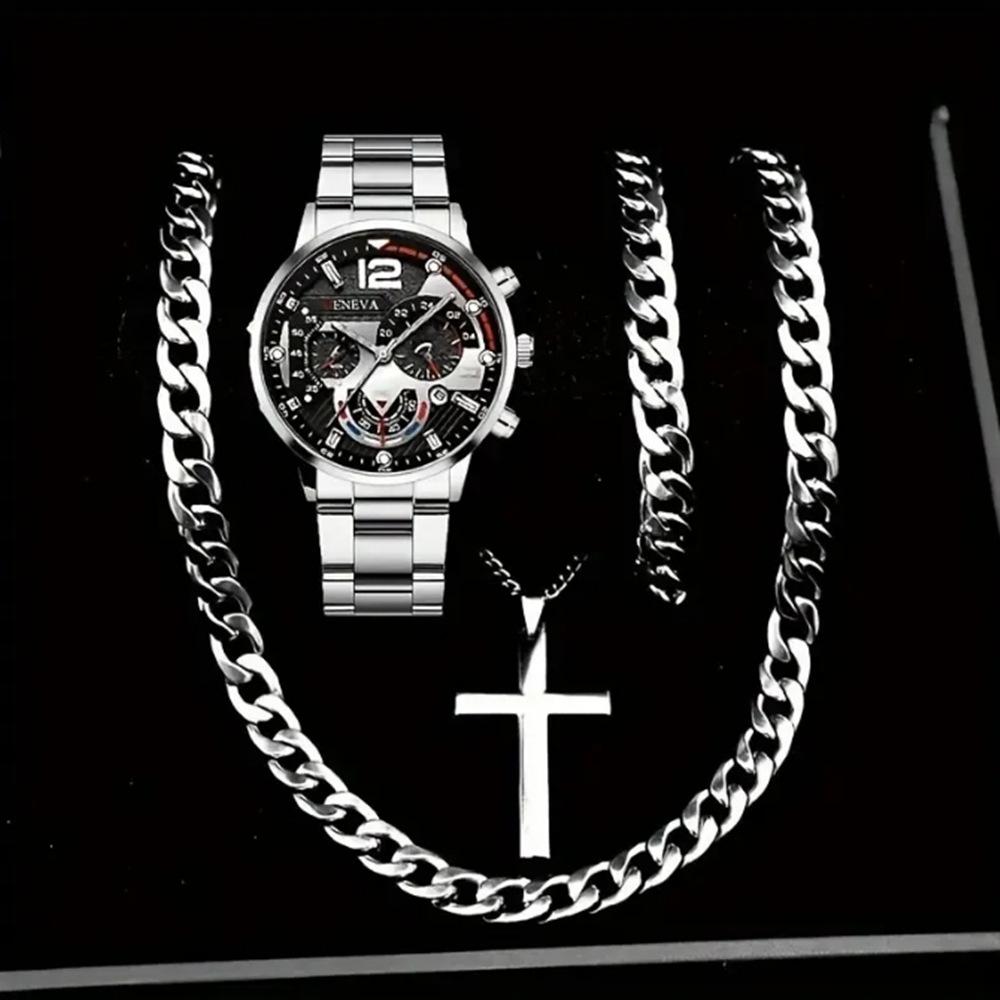 Steel Belt Quartz Watch, Luminous Calendar Business Casual Simple Men's Watch