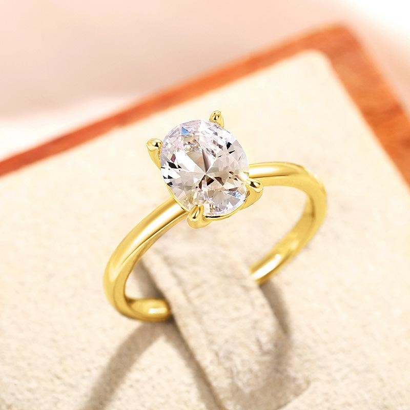 Super Flash Oval Zircon Ring Female, Simulated High-End Light Luxury Design Jewelry, Source
