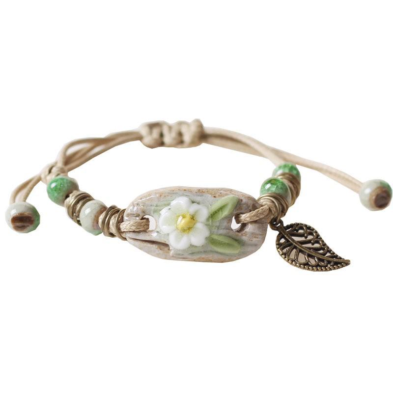 Broken Bridge Ceramic Floral Handmade Bracelet - Women's Fashion Jewelry