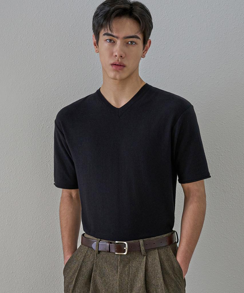TRIP LE SENS Centre Line Summer V-Neck Half Knit_White