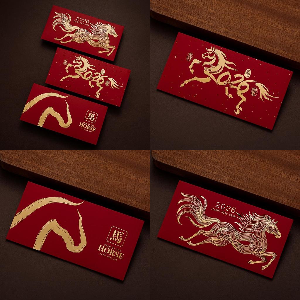 New Year Red Envelope Pack With Gold Foil For Spring Festival Gift Giving