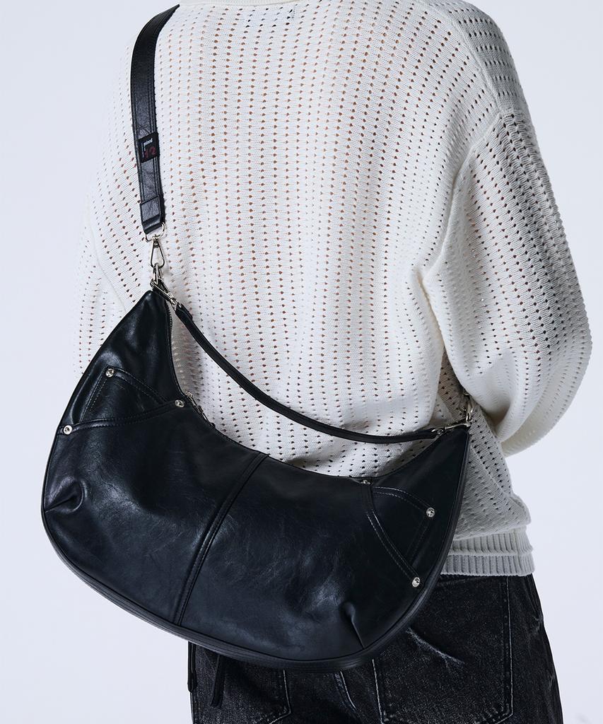 Maison Mined Leather Saddlebag Black