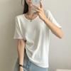 New Arrivals Open RUn Women U Neck Simple Basic Rayon Daily ShorT Sleeve T shirT