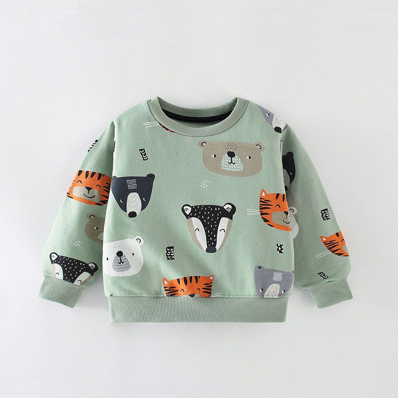 Clothing Boys' Sweatshirt Spring and Autumn Style for Older Children 23 New Autumn Clothing Children's Boys Cartoon Casual Long-Sleeved Base Shirt