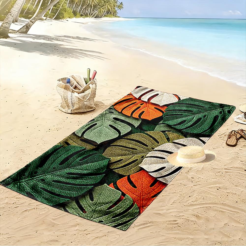 Tropical Leaf Pattern Beach Towel Beach towel quick-drying for travel outdoor sports jogging beach and swimming