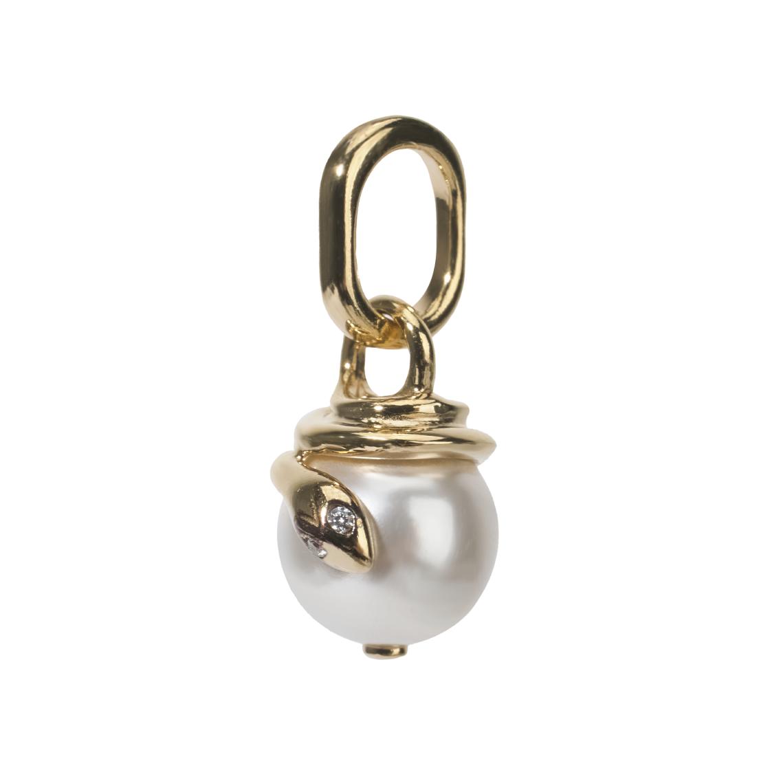 Pandora Logo 14K Gold Plated Pendant Women pendant White 763375C01 Box