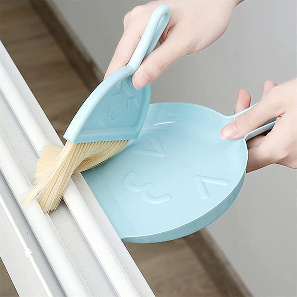 Hand Broom and Dustpan Set, Computer Desk Keyboard Hand Broom Sofa Pet Cage Cleaning Brush, Mini Brooms and Dustpans for Indoor, Kitchen, and Car