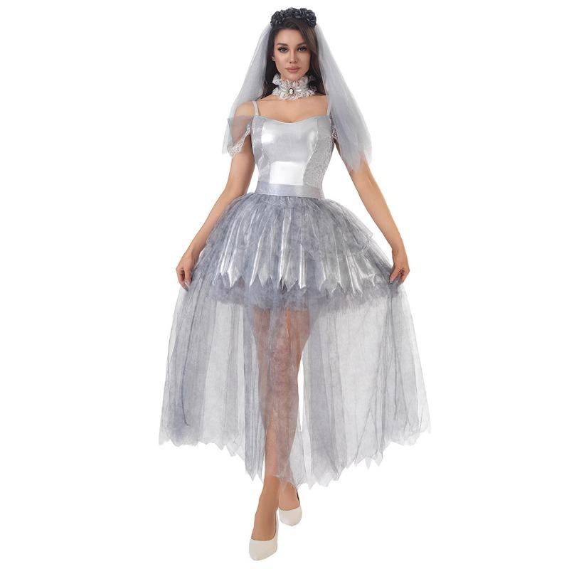 Dospelá Halloweenska kostým Temná Gotická Čarodejnica Show Kostým Spice Girl Svadobné Šaty Duch