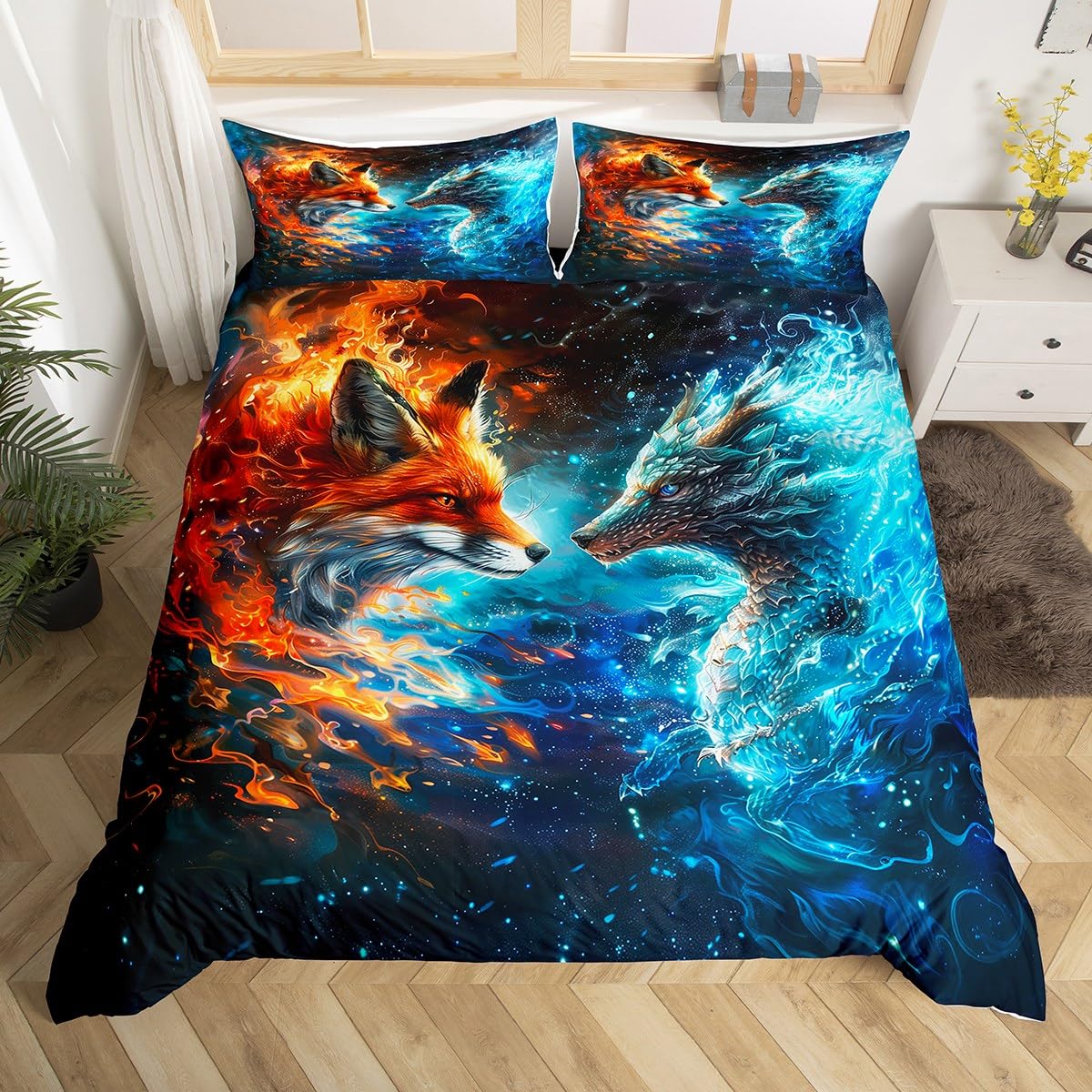 

Детский Комплект Постельного Белья Лиса для Малышей Натуральный Цветочный Теплый Пододеяльник для Маленьких Мальчиков Маленьких Девочек Узор Цветочные Бутоны Мягкий Пододеяльник 100*200cm Single