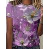 Flower Print Top Women's Versatile Short Sleeve Loose T-Shirts Women’s