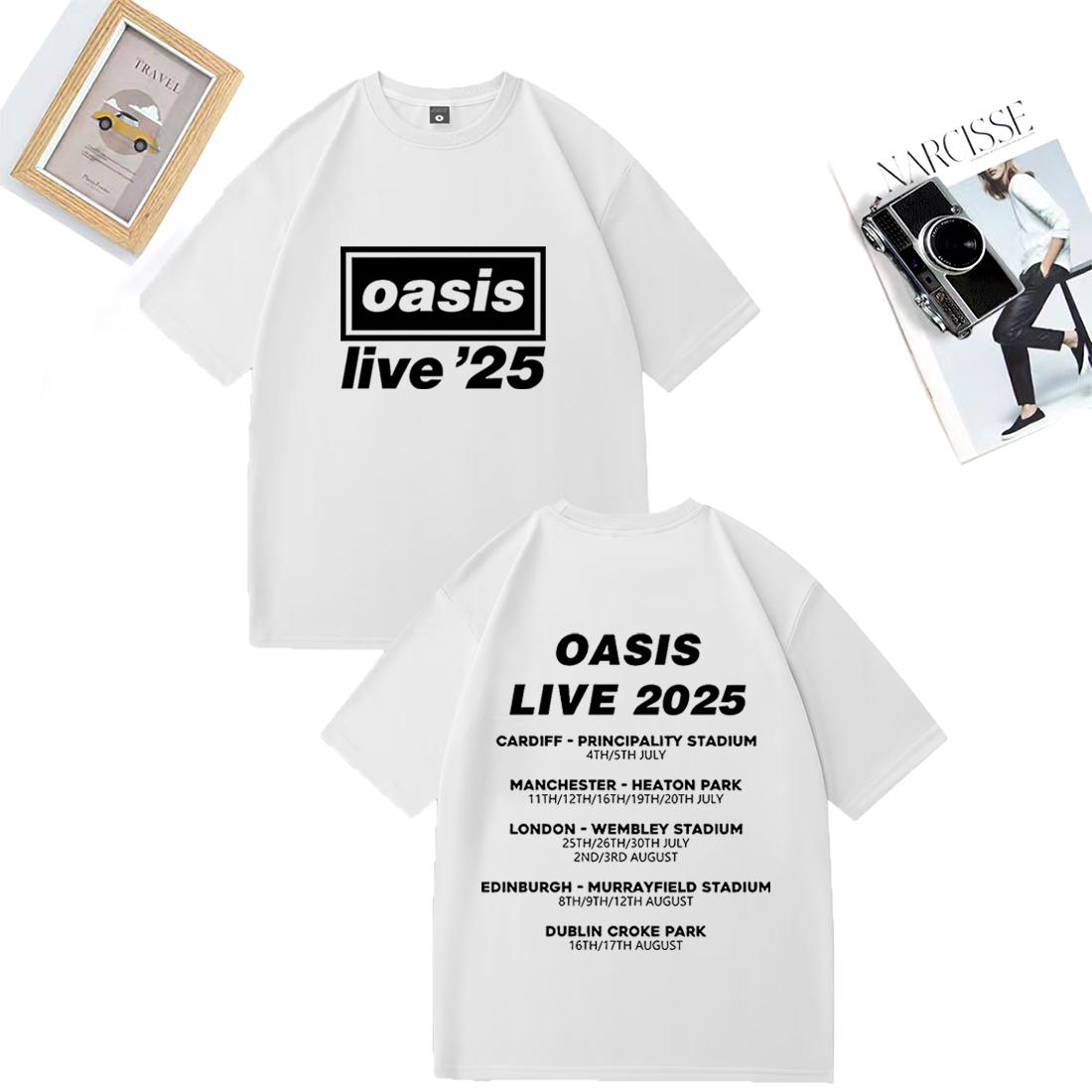 

OASIS Live 25 Tour 2025 Vintage T-shirt Men Woman Casual Cotton T-shirt Clothes Hip Hop Streetwear Short Sleeve Shirts Fans Gift S