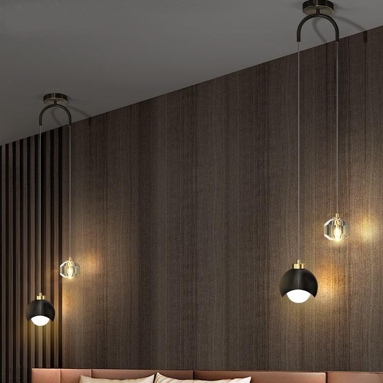 Luxury Crystal Bedside Hanging Lamp: Modern High-End Design for Bedroom or TV Wall