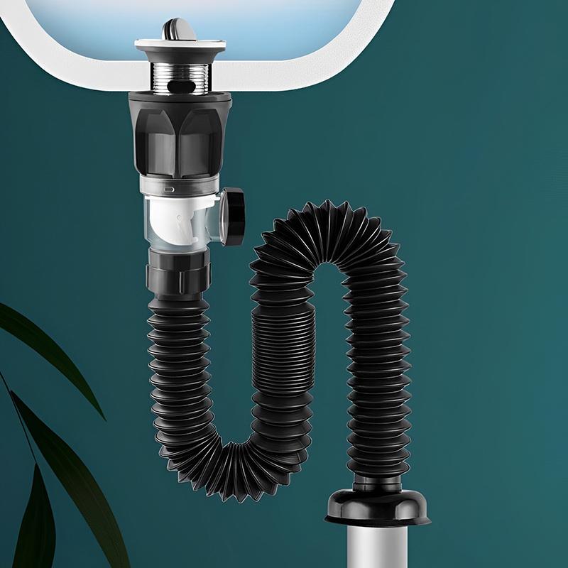 Flip Top Anti-Odor Drain Pipe Set Kitchen Sink Drain Retractable Deodorizing Filter Flexible Downspout Bathroom Anti Clogging