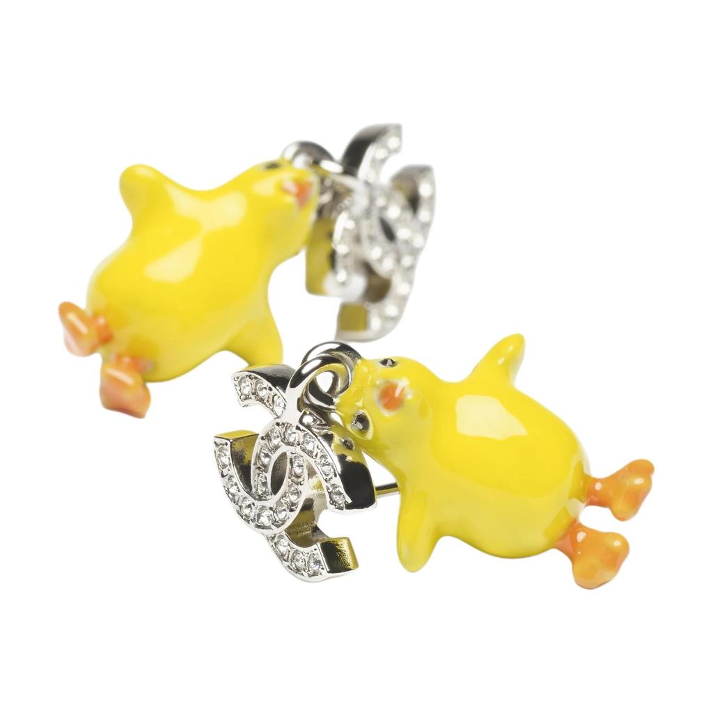 CHANEL Resin Diamond Earrings Women's Silver/Yellow/Orange/Crystal ABH521-B24156-U9487