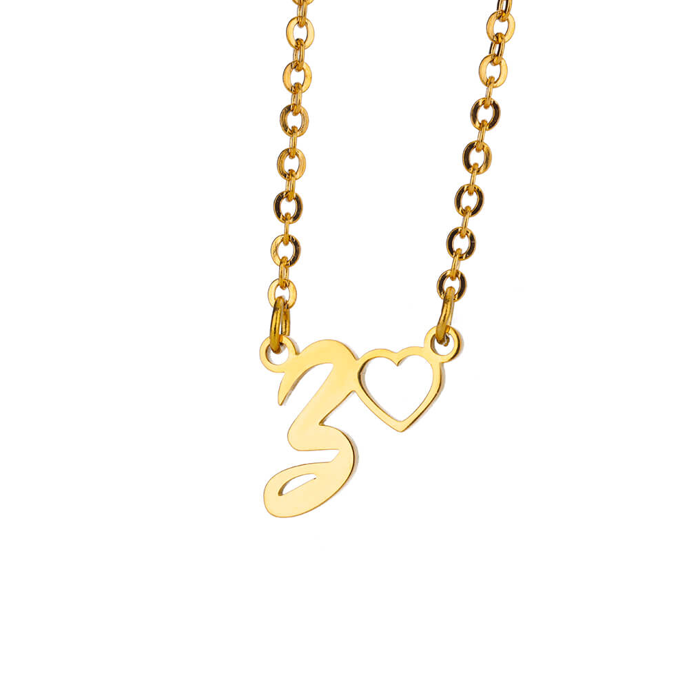 Fashion Initial Pendant Necklace For Women Letter Name Hollow Out Heart Charm Stainless Steel Gold Color Chain Jewelry Gift