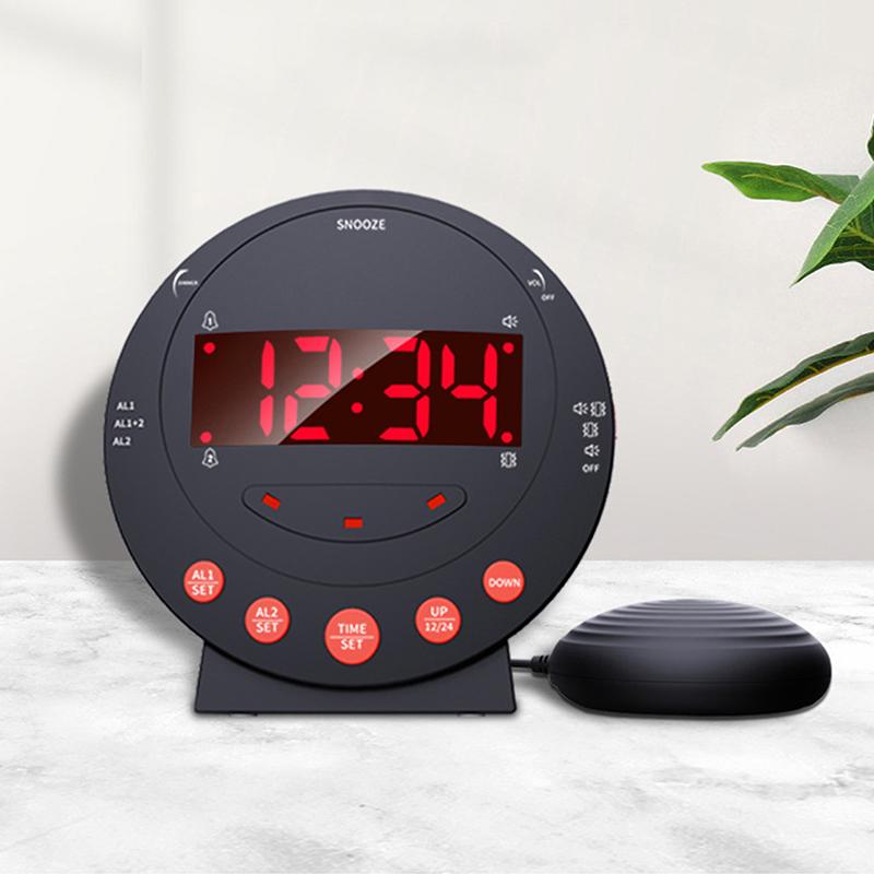 Loud Alarm Clock With Bed Shaker Vibrating Alarm Clock With Flash Light Brightness Adjustable Snooze Dual Alarm Setting Usb