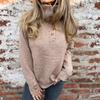 Autumn Winter Women's Stand Collar Plus-size Sweater Solid Color Casual Loose Pullover Knit Top