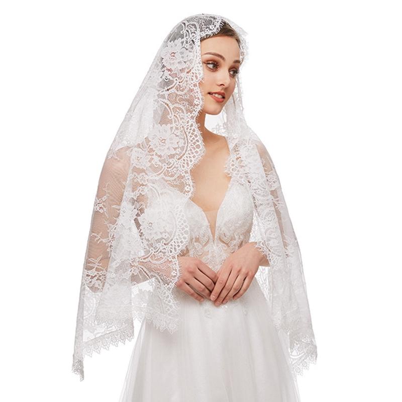 Lace Mantilla Veil Soft & Comfortable Exquisite Floral Design for Head Covering for Women Girls Church Veils for Chapels