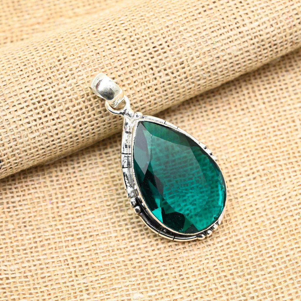 Dazzling Indicolite Gemstone 925 Sterling Silver Beautiful Handmade Jewelry Pendant For Women