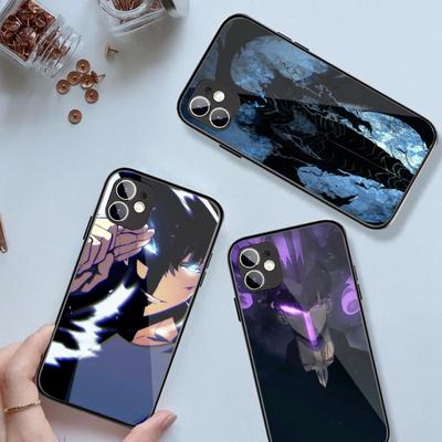 Solo Leveling Igris Telefonhülle für iPhone 14 13 12 11 XS X 8 7 6 Plus Mini Pro Max SE 2022 Schwarze PC-TPU-Glas-Telefonabdeckung