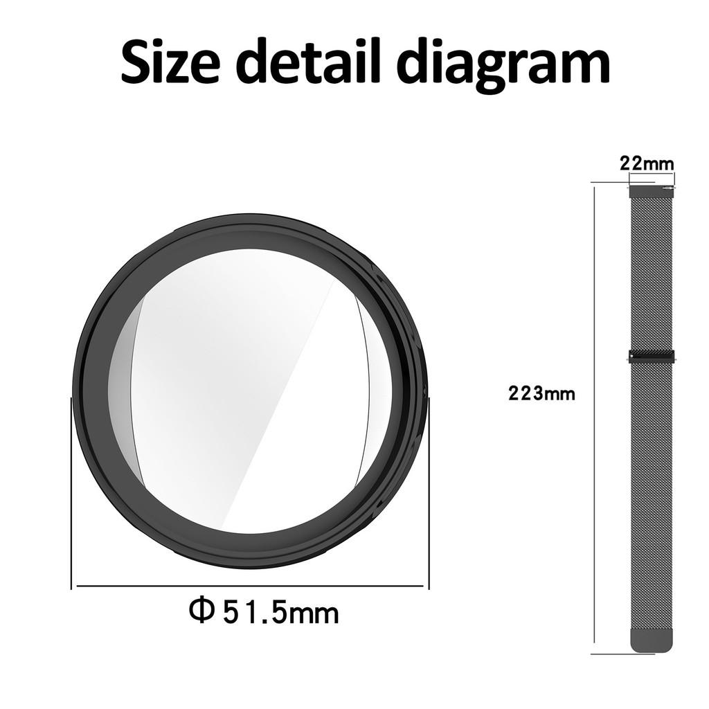 Magnetic Milanese Loop Strap & TPU Full Cover Soft Case For Amazfit Active/2 Max Stainless Steel Mesh Watch Band Set