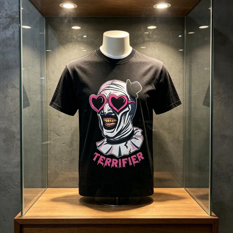 2026 Terrifier Art Clown Heart Glasses T-Shirt Fashion T-Shirt Short Sleeve Round Neck T-Shirt Idea Clothing WoUnisex's Clothing