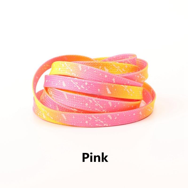 

1 пара светящихся шнурков светящиеся флуоресцентные шнурки для кроссовок плоские шнурки для обуви шнурки для ботинок шнурки с брызгами краски 120cm розовый