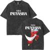 T-shirt Vintage Lavata Anime Inuyasha Sesshomaru Merch Uomo Donna Casual Oversize T-shirt Uomo Divertenti Cartoni Animati Harajuku T-shirt