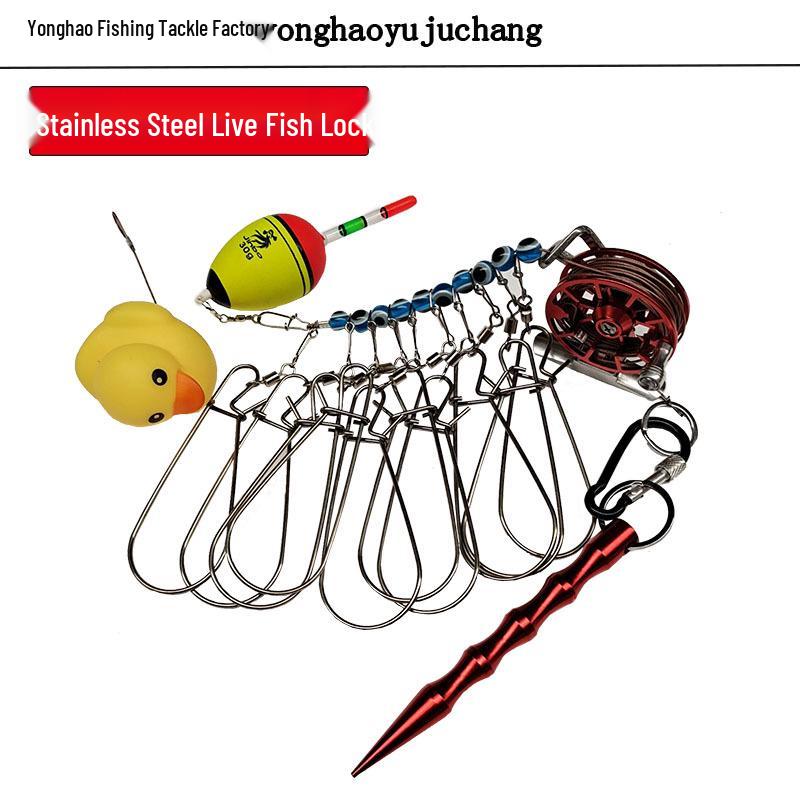 Stainless Steel Fish Stringer with Soft Snap Lock for Angling