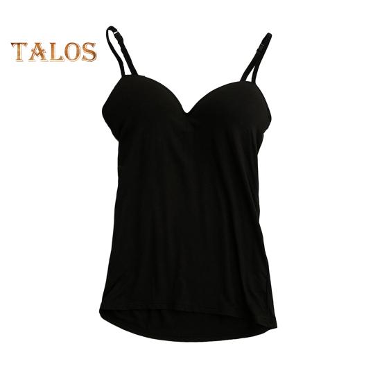 

Женская майка со встроенным бюстгальтером, регулируемые бретельки-спагетти, повседневные майки без рукавов под одеждой для занятий йогой L чёрный