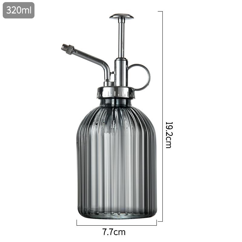 Creative Hand-Press Glass Watering Spray Bottle with Vertical Stripe Design