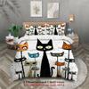 Katzen-Thema Bettwäsche-Set Weiße Farbe Cartoon-Katzenmuster Mit Bettbezug Kissenbezügen Für Schlafzimmer-Dekoration
