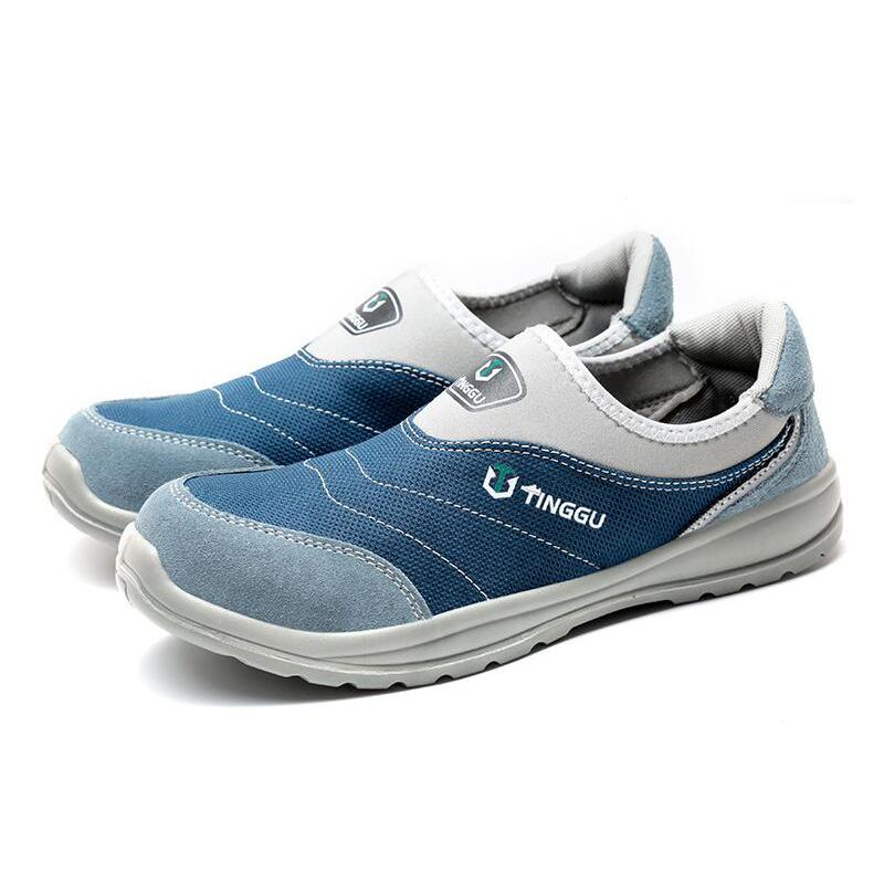 

большой размер мужская мода дышащие стальные подноски рабочая защитная обувь слипоны летние рабочие лоферы инструментальные ботинки безопасности защита 280 синий