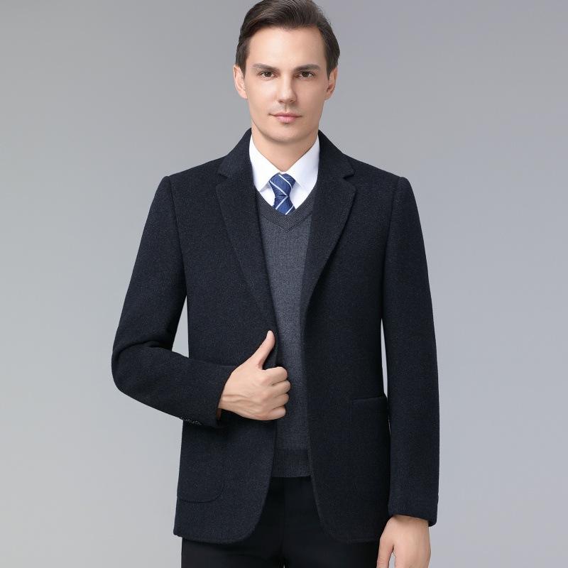 Double-sided cashmere suit men's jacket winter new wool down lining single suit top business casual suit