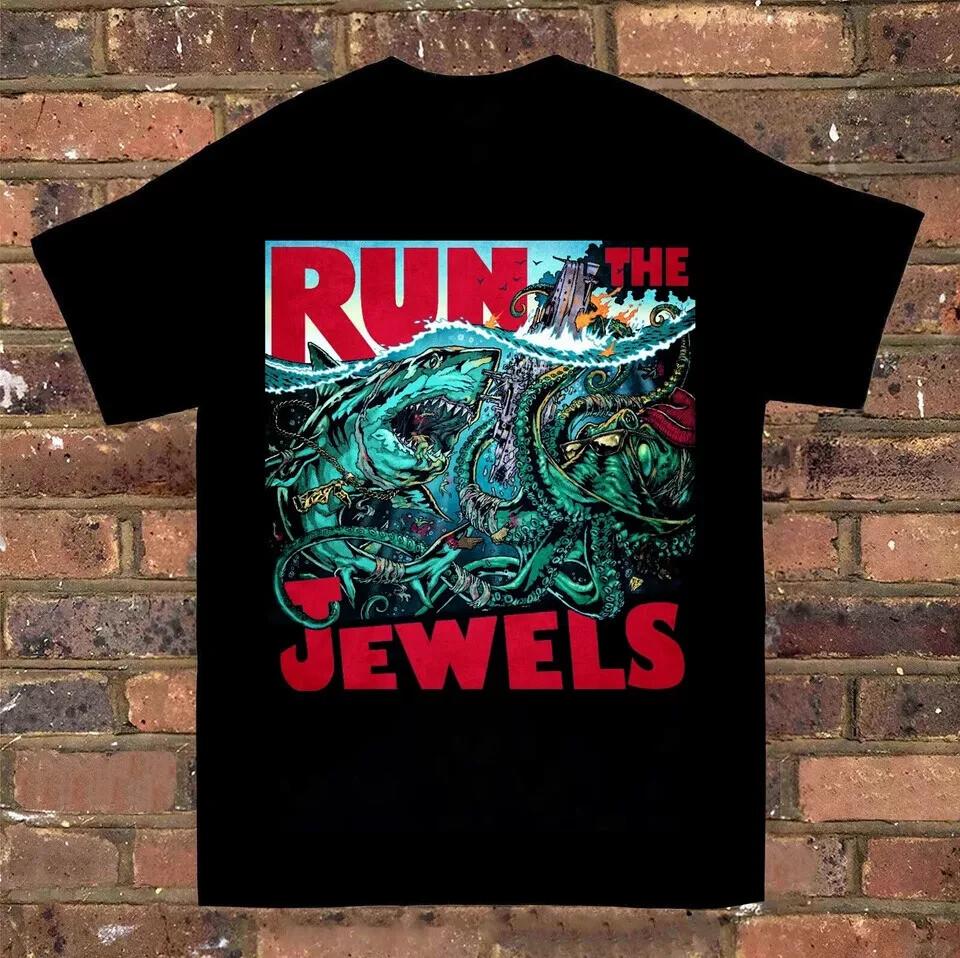 

Коллекция Футболка с коротким рукавом Run The Jewels Band Черная Все размеры Топы футболки Мужская Женская L