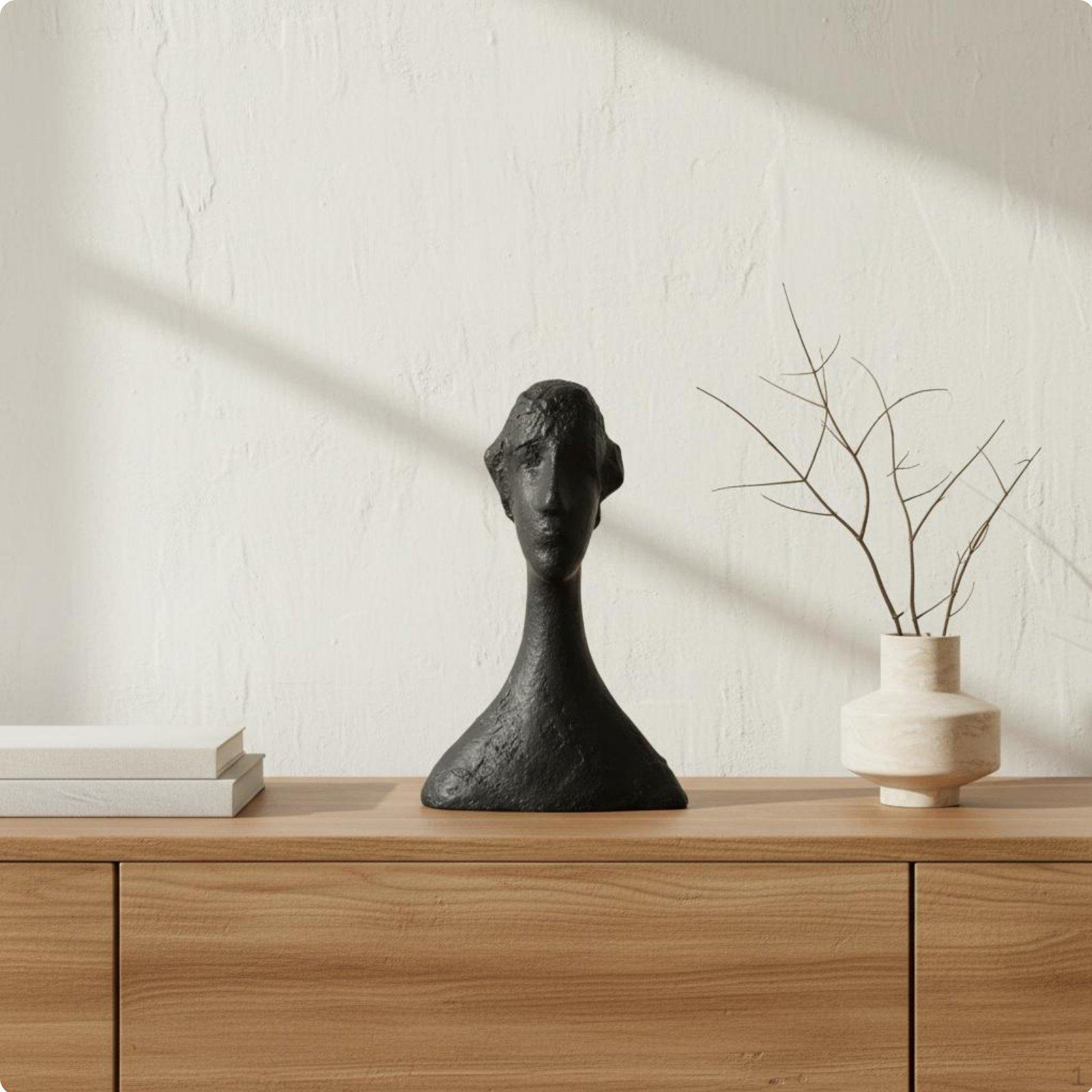 Modernist Figure Sculpture Modern Elegant Female Head Statue Minimalist Abstract Human Bust for TV