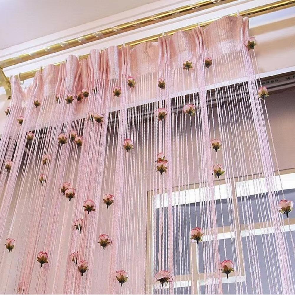 100x200cm Vestibule String Curtains Rose Flower Divider Curtains Door Line Curtain For Living Room