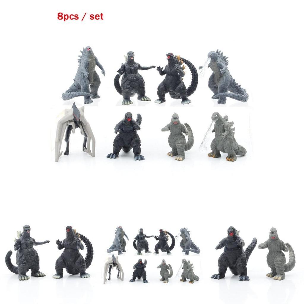 Coleção de Figuras de Ação de PVC Godzilla Kong Kim Batalha Dinossauro Oito Peças Para Crianças e Decoração