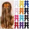 2pcs Cheer Up Bowknot Hair Clips for Girl Solid Color Ribbon Bows Hairpins Hairgripe Kids Boutique Hair Accessories