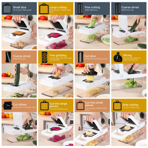 Irishom 22-in-1 Slicer, Julienne, Vegetable Slicer, Self-Cleaning Mini Chopper, Dicer, Kitchen Utensils, Multi-Function Grater, Dicer Chopper, Egg Whi