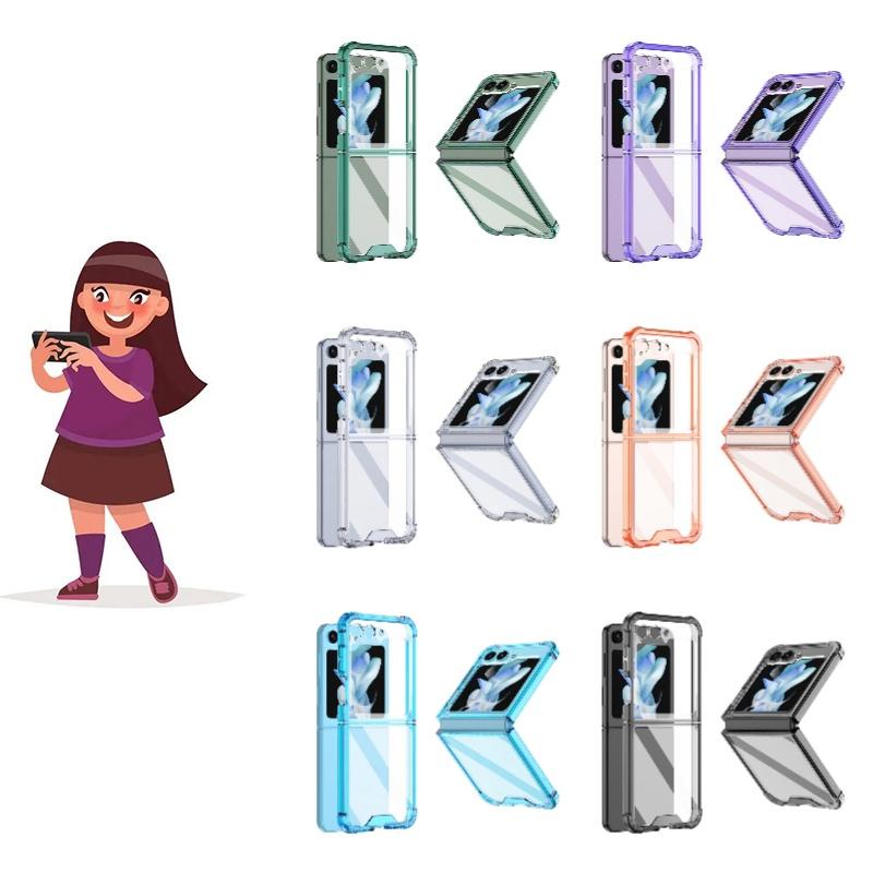 Transparent Corner Anti-drop Phone Case For Samsung Z Flip5 Full Protection Tpu Material