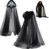 Mantelle Lunghe alla Moda Senza Maniche con Tulle Multistrato Rete Elegante Mantello per Eventi a Tema per Costumi Fantasy