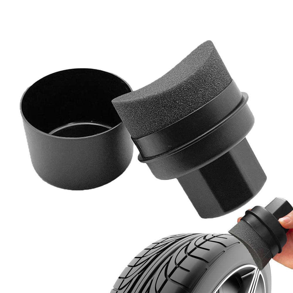 Car Tire Waxing Sponge Car Wax Applicator Pad with Lid Curved Shaped Easy Waxing Tire Sponge Tire Cleaning Tools Detailing Brush