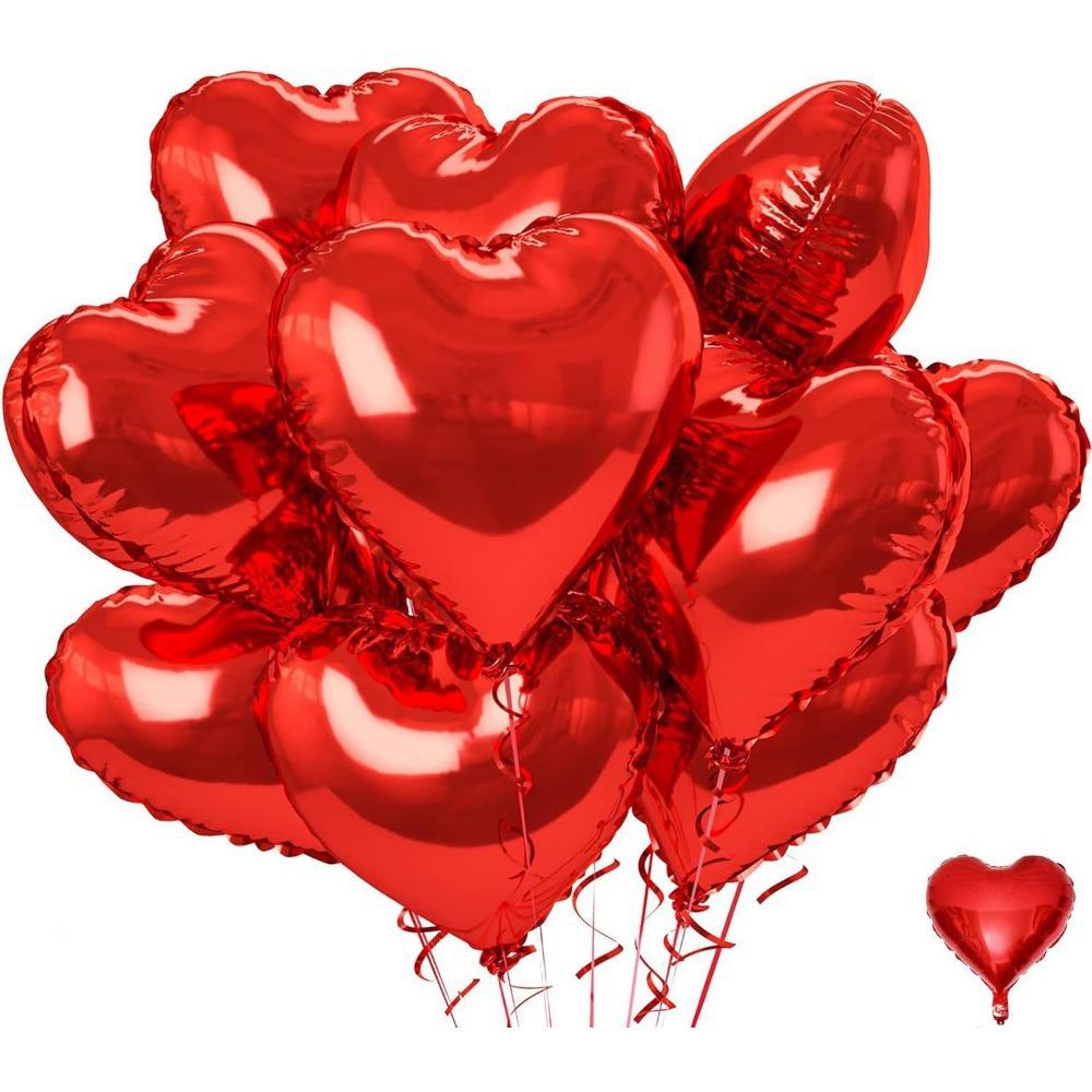 5/10 st 18 tum Rosa Kärlekshjärta Form Folieballonger Bröllopsdekoration Födelsedagskalas Gåva Hemrumsinredning DIY Aluminium Luftballonger