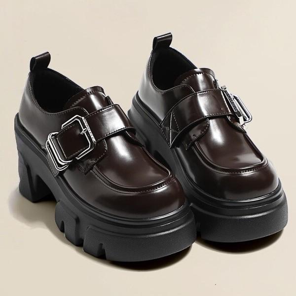 New Versatile Height-increasing Round-toed Thick-soled Loafers Single Shoes