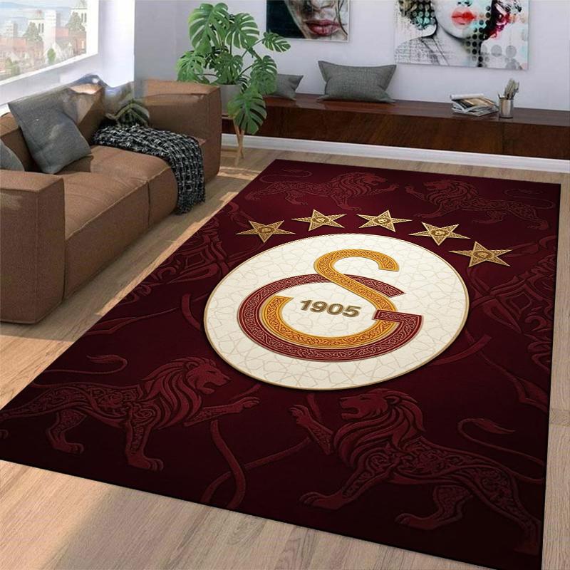 """Roter Teppich mit Löwensymbolen, Schriftzug von 1905, Sternendesign Teppich" Geeignet für den Einsatz als Antirutschmatte für Wohnzimmer, Schlafzimmer, Sofas"""