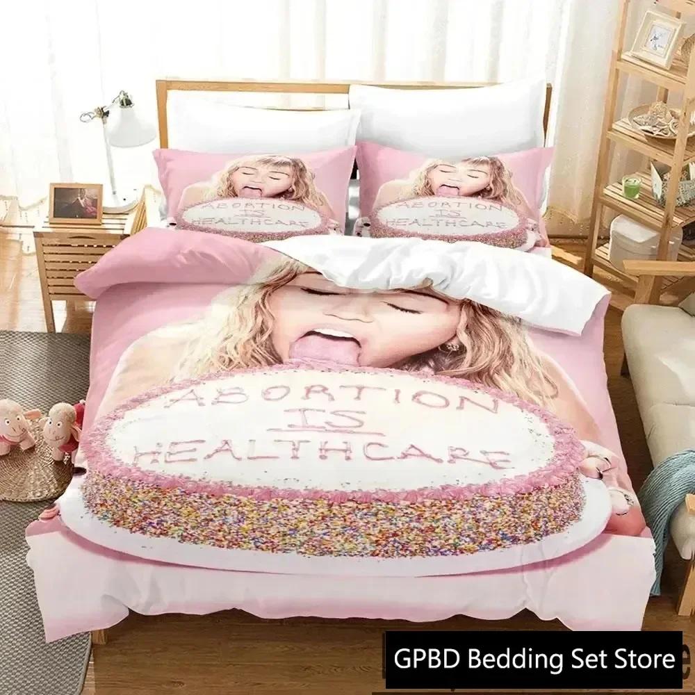

3D Print Miley Cyrus Singer Bedding Set Boys Girls Twin Queen King Size Duvet Cover Pillowcase Bed boys Adult Home Textileextile 70x133cm 2pcs