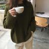 Solid color twist soft waxy pullover sweater women's autumn and winter new fashion loose lazy wind crew neck knitted sweater thick
